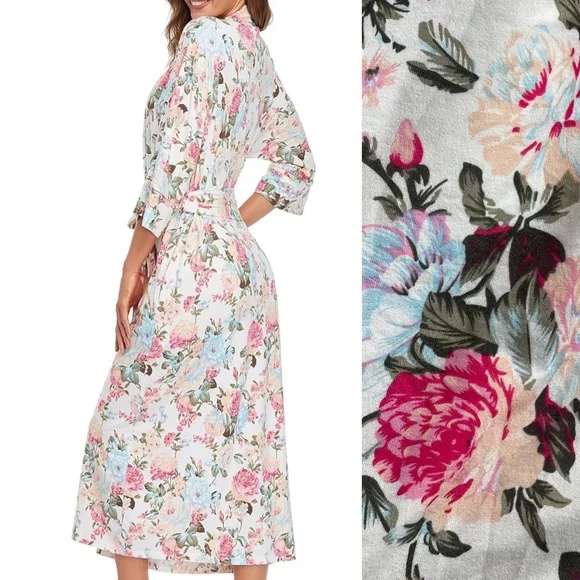 Pretty floral print full length robe | Medium - Picture 6 of 12